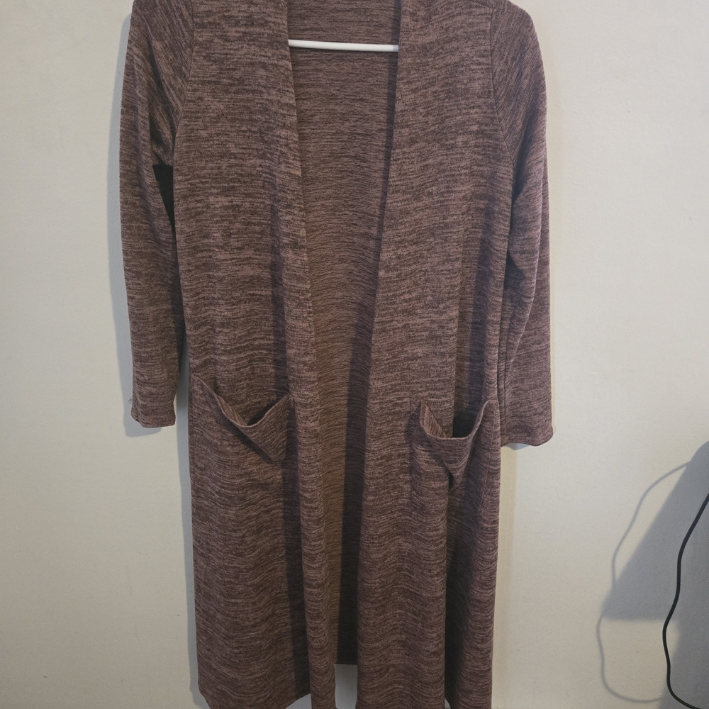 Long Open-Front Women’s Cardigan Sweater - Brown Heather